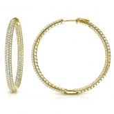 Certified 14K Yellow Gold Medium Inside Out Pave Round Diamond Hoop Earrings 2.00 ct. tw. (J-K, I1-I2), 1.25 inch