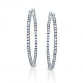 Certified 14K White Gold Large Round Diamond Hoop Earrings 3.00 ct. tw. (H-I, SI1-SI2), 2-inch