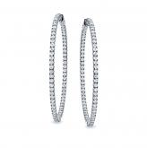 Certified 14K White Gold Large Round Diamond Hoop Earrings 6.25 ct. tw. (H-I, SI1-SI2), 2.0 inch