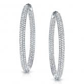 Certified 14K White Gold Large Pave Round Diamond Hoop Earrings 7.00 ct. tw. (J-K, I1-I2), 1.75 inch