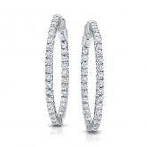 Certified 14K White Gold Large Round Diamond Hoop Earrings 3.00 ct. tw. (H-I, SI1-SI2), 1.80 inch