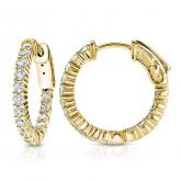 Certified 14K Yellow Gold Medium Round Diamond Hoop Earrings 1.00 ct. tw. (H-I, SI1-SI2), 0.95 inch