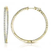 14K Yellow Gold Medium Round Diamond Hoop Earrings 2.00 ct. tw. (H-I, SI1-SI2), 1.30 inch