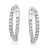 Certified 14K White Gold Medium Trellis-style Round Diamond Hoop Earrings 3.00 ct. tw. (J-K, I1-I2), 0.75 inch