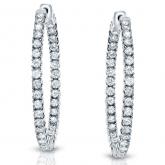 Certified 14K White Gold Medium Round Diamond Hoop Earrings 3.00 ct. tw. (H-I, SI1-SI2), 1.25 inch