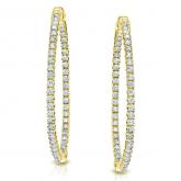 Certified 14K Yellow Gold Large Round Diamond Hoop Earrings 1.50 ct. tw. (H-I, SI1-SI2), 1.75 inch