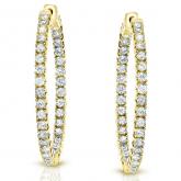 Certified 14K Yellow Gold Medium Inside-Out Round Diamond Hoop Earring 1.00 ct.tw. (J-K, I1-I2), 0.75 inch