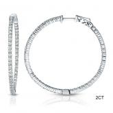 Certified 14K White Gold Medium Round Diamond Hoop Earrings 2.00 ct. tw. (J-K, I1-I2), 1.25-inch