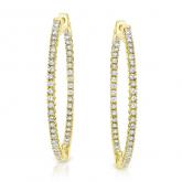 Certified 14K Yellow Gold Extra Large Round Diamond Hoop Earrings 4.00 ct. tw. (J-K, SI2-SI3), 2.25 inch