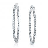 Certified 14K White Gold Large Round Diamond Hoop Earrings 2.00 ct. tw. (H-I, SI1-SI2), 2.0 inch