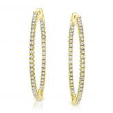 14K Yellow Gold Large Round Diamond Hoop Earrings 2.00 ct. tw. (J-K, I1-I2), 2.0 inch