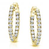 Certified 14K Yellow Gold Small Round Diamond Hoop Earrings 0.50 ct. tw. (J-K, I2-I3), 0.75 inch