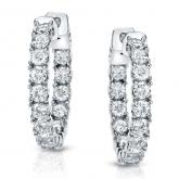 Certified 14K White Gold Medium Inside-Out Round Diamond Hoop Earrings 3.00 ct. tw. (H-I, SI1-SI2), 1.0 inch