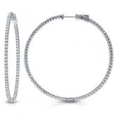 Certified 14K White Gold Large Inside Out Round Diamond Hoop Earrings 5.00 ct. tw. (J-K, I1-I2), 2.55 inch