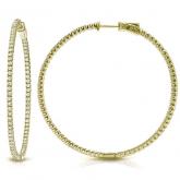 Certified 14K Yellow Gold Large Inside Out Round Diamond Hoop Earrings 5.00 ct. tw. (J-K, I1-I2), 2.55 inch