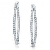 Certified 14K White Gold Medium Trellis-style Round Diamond Hoop Earrings 2.00 ct. tw. (H-I, SI1-SI2), 1.45 inch