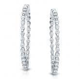 Certified 14K White Gold Medium Round Diamond Hoop Earrings 3.50 ct. tw. (J-K, I1-I2), 1.45 inch