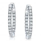 Certified 14K White Gold Medium Round Diamond Hoop Earrings 1.25 ct. tw. (J-K, I1-I2), 0.80 inch