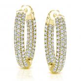 Certified 14K Yellow Gold Medium Pave Round Diamond Hoop Earrings 2.50 ct. tw. (H-I, SI1-SI2), 1.0 inch