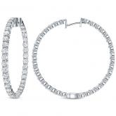 Certified 14K White Gold Extra Large Round Diamond Hoop Earrings 14.50 ct. tw. (H-I, SI1-SI2), 2.24-inch (57mm)
