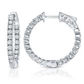 14k White Gold Medium Round Diamond Hoop Earrings 1.00 ct. tw. (H-I, SI1-SI2), 0.75-inch