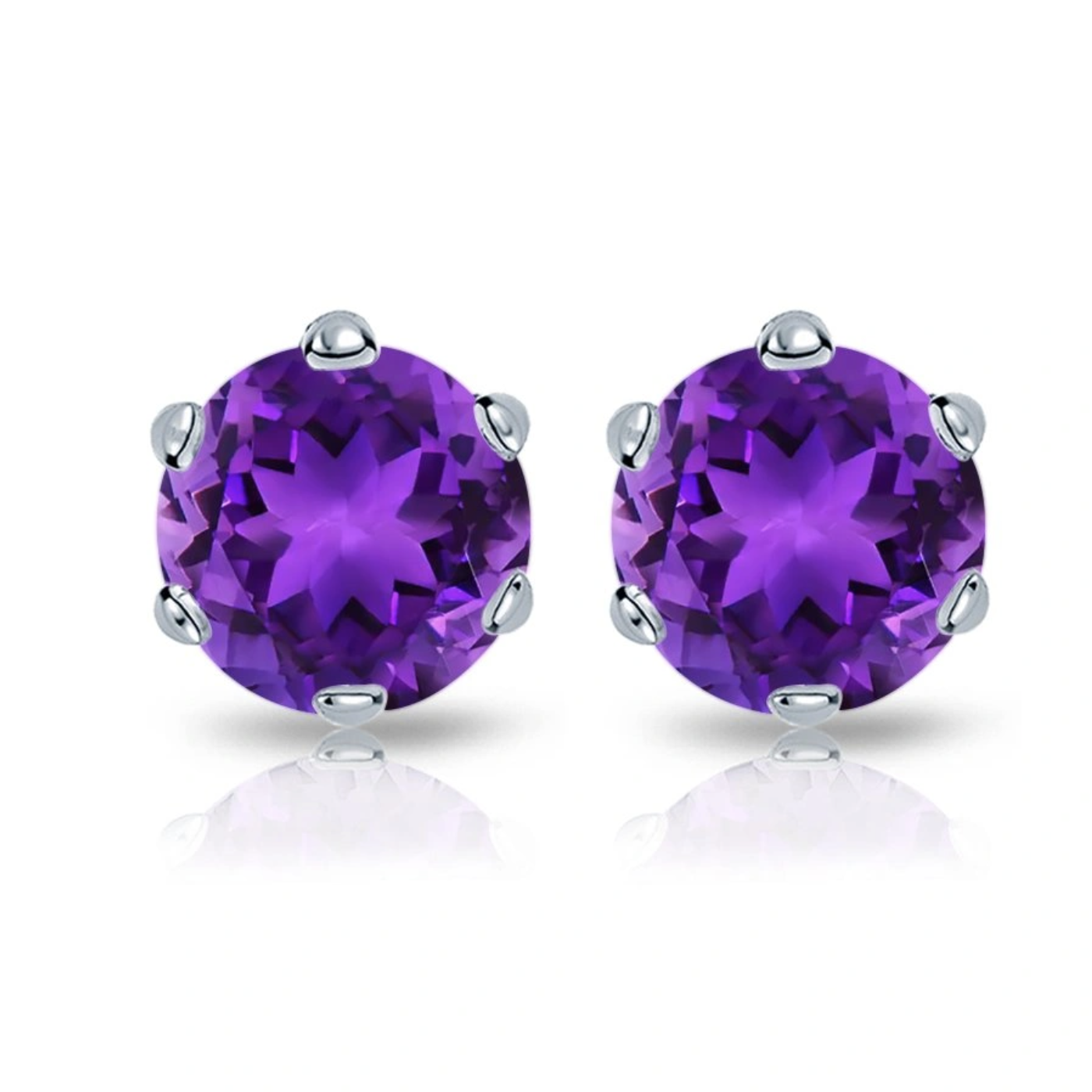 Round Purple Amethyst 6 Prong Basket Stud Earrings (0.50 ct. tw.)