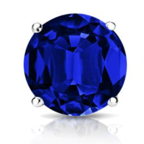 Lab Grown Gemstone Blue Sapphire Single Stud Earring Round 0.50 ct. 18k White Gold 4-Prong Basket