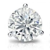 Natural Diamond Single Stud Earring Round 0.875ct, H-I, SI1-SI2 Platinum 3-Prong Martini