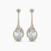 Fancy Drop Asymmetrical Halo Lab Diamond Fashion Earrings (11.62ct. tw.) in 14K Yellow Gold