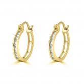 Certified 1/6ctw Ultra-Petite Baguette Diamond Hoop Earrings 10K Yellow Gold - 0.68-inch