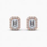 Lab Grown Diamond Luxe Halo Stud Emerald Earrings 2.20 CT. TW. (F-G, VS) 14K Rose Gold