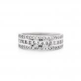 Princess and Round Cut Diamond Ring in 14k White Gold 1.00 ct. tw. (E-F, VS1-VS2)