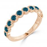 Stackable Blue Diamond Ring in 10k Rose Gold (0.30 cttw)