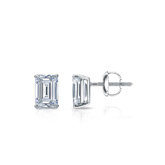 Lab Grown Diamond Studs Earrings Emerald 0.75 ct. tw. (I-J, VS1-VS2) in 14k White Gold 4-Prong Basket