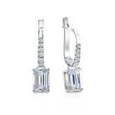 Natural Diamond Dangle Stud Earrings Emerald 1.00 ct. tw. (I-J, I1-I2) 14k White Gold Dangle Studs 4-Prong Basket