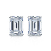 IGI Certified Lab Grown Diamond Studs Earrings Emerald 10.00 ct. tw. (E, VS) in 14k White Gold 4-Prong Basket