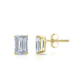 Lab Grown Diamond Studs Earrings Emerald 1.00 ct. tw. (I-J, VS1-VS2) in 14k Yellow Gold 4-Prong Basket