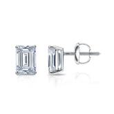 Lab Grown Diamond Studs Earrings Emerald 1.50 ct. tw. (I-J, VS1-VS2) in 14k White Gold 4-Prong Basket