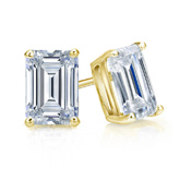 Certified 14k Yellow Gold 4-Prong Basket Emerald Cut Diamond Stud Earrings 1.50 ct. tw. (I-J, I1-I2)