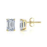 Lab Grown Diamond Studs Earrings Emerald 1.650 ct. tw. (D-E, VVS-VS) in 14k Yellow Gold 4-Prong Basket