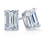 Natural Diamond Stud Earrings Emerald 2.00 ct. tw. (G-H, VS1-VS2) 18k White Gold 4-Prong Basket
