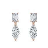 Lab Grown Diamond Two Stone Drop Earrings Emerald and Marquise 3.00 ct. tw. (F, VS) 14k Rose Gold