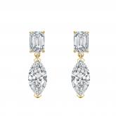Lab Grown Diamond Two Stone Drop Earrings Emerald and Marquise 4.50 ct. tw. (E, VS) 18k Yellow Gold