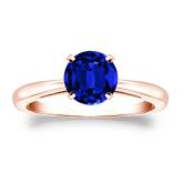 Lab Grown Gemstone Blue Sapphire Ring Round 2.50 ct. tw. 14k Rose Gold 4-Prong