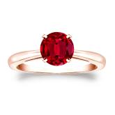 Lab Grown Gemstone Ruby Ring Round 2.00 ct. tw. 14k Rose Gold 4-Prong