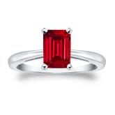 Lab Grown Gemstone Ruby Ring Emerald 0.50 ct. tw. 14k White Gold 4-Prong