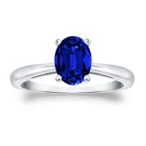 Lab Grown Gemstone Blue Sapphire Ring Oval 1.50 ct. tw. 14k White Gold 4-Prong