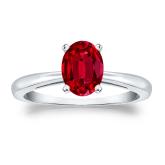 Lab Grown Gemstone Ruby Ring Oval 0.50 ct. tw. 18k White Gold 4-Prong