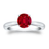 Lab Grown Gemstone Ruby Ring Round 3.00 ct. tw. 18k White Gold 4-Prong
