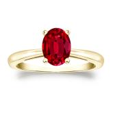 Lab Grown Gemstone Ruby Ring Oval 0.50 ct. tw. 14k Yellow Gold 4-Prong